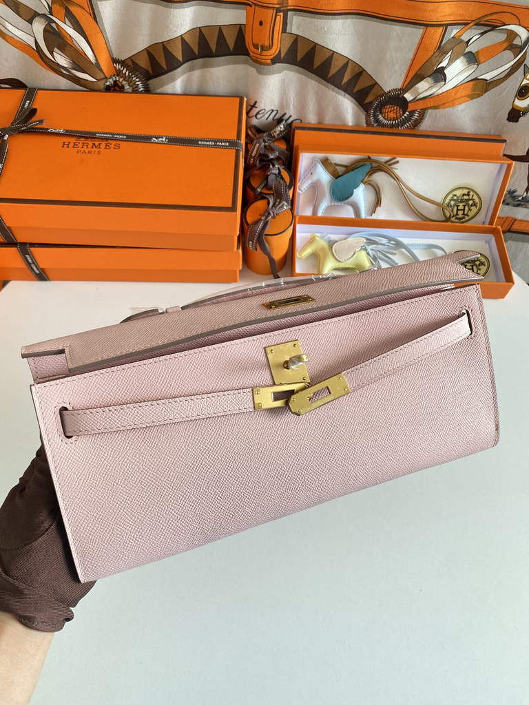 Hermès Kelly Cut Clutch 31cm Epsom Leather Light Pink Gold - Default Title - View 6