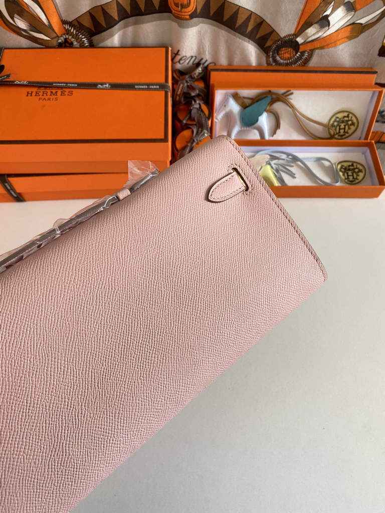Hermès Kelly Cut Clutch 31cm Epsom Leather Light Pink Silver - Default Title - View 3