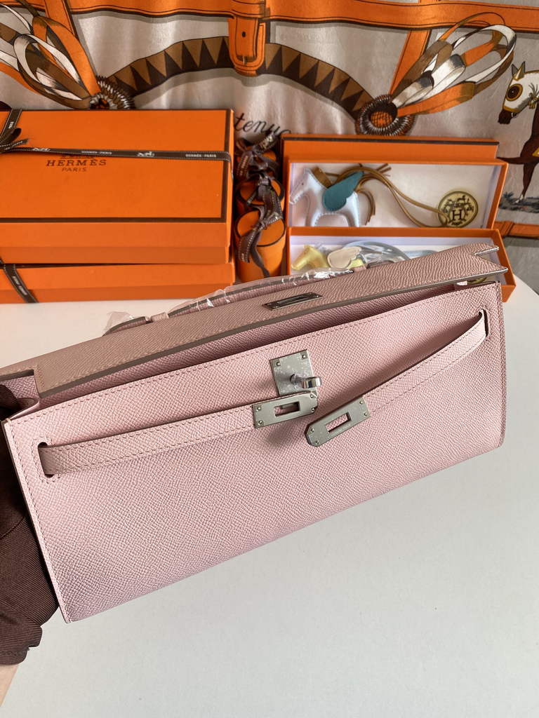 Hermès Kelly Cut Clutch 31cm Epsom Leather Light Pink Silver - Default Title - View 6