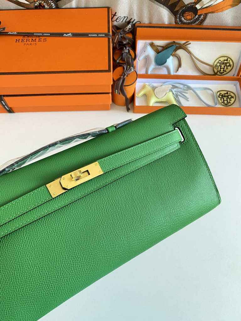 Hermès Kelly Cut Clutch 31cm Epsom Leather Gold Green - Default Title - View 4