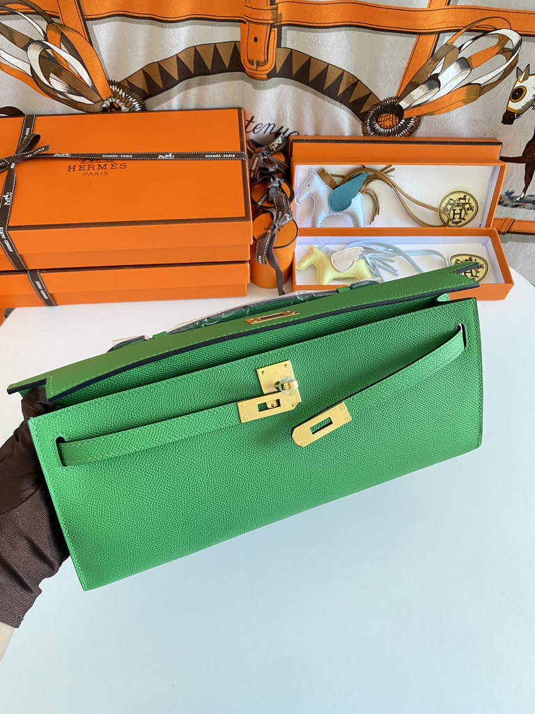 Hermès Kelly Cut Clutch 31cm Epsom Leather Gold Green - Default Title - View 6