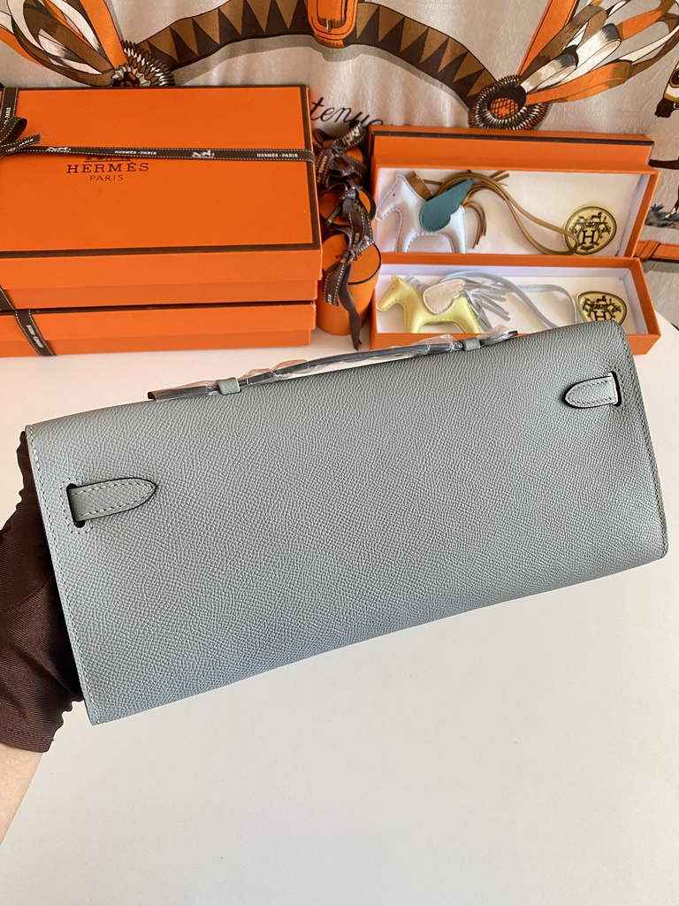 Hermès Kelly Cut Clutch 31cm Epsom Leather Gray Silver - Default Title - View 2