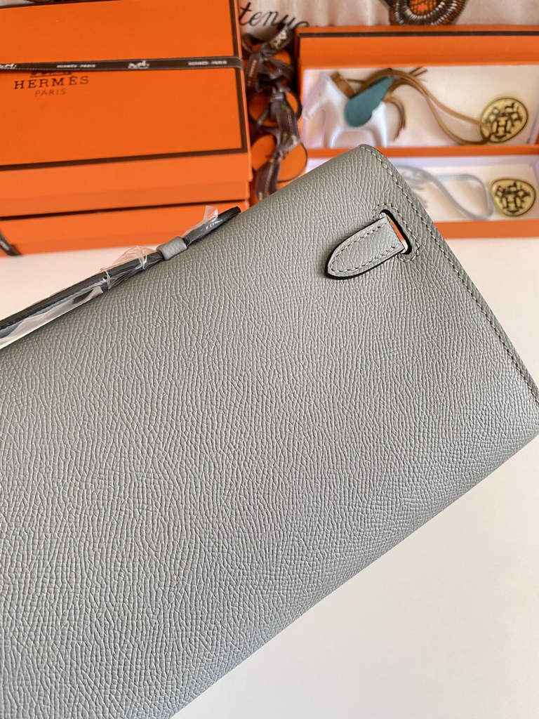 Hermès Kelly Cut Clutch 31cm Epsom Leather Gray Silver - Default Title - View 3