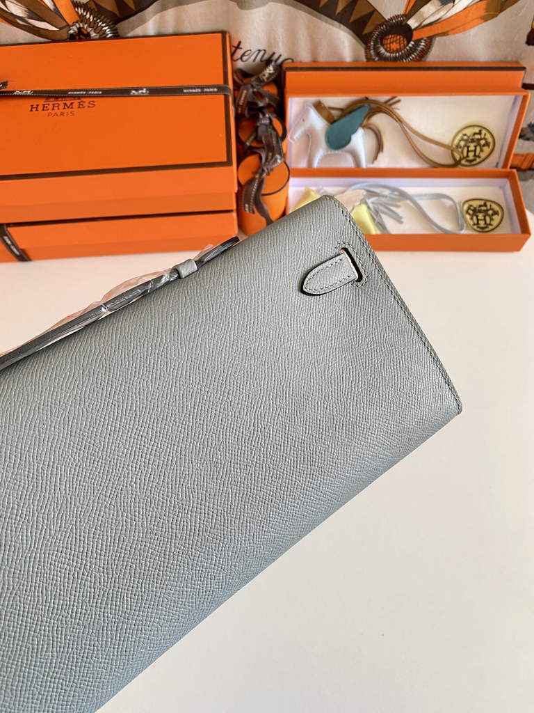 Hermès Kelly Cut Clutch 31cm Epsom Leather Gray Gold - Default Title - View 3