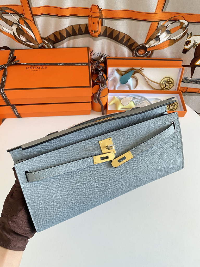 Hermès Kelly Cut Clutch 31cm Epsom Leather Gray Gold - Default Title - View 6