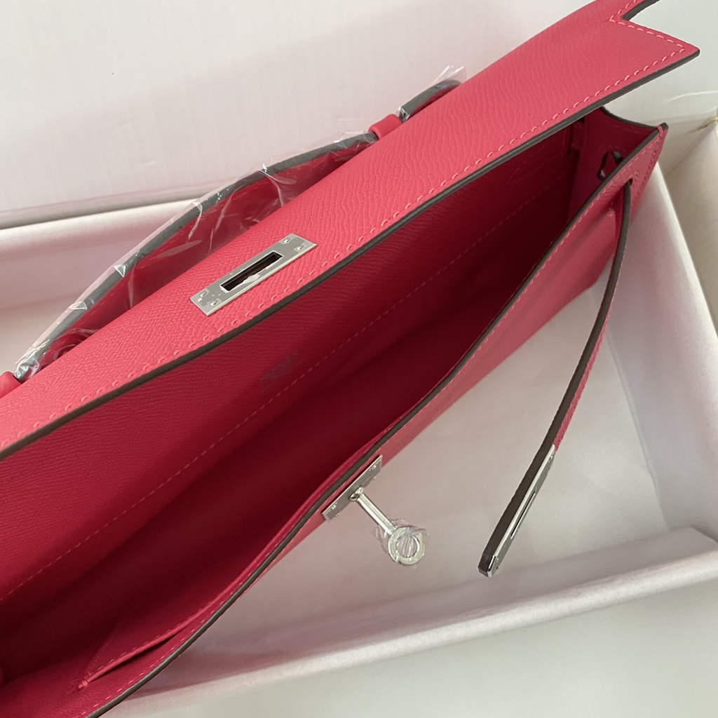 Hermès Kelly Cut Clutch 31cm Epsom Leather Plum Silver - Default Title - View 6