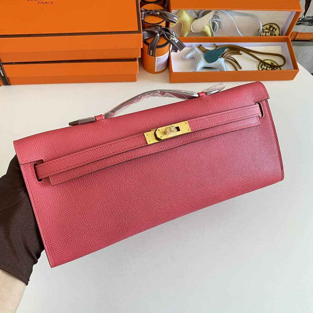 Hermès Kelly Cut Clutch 31cm Epsom Leather Pink Gold - Default Title - View 1