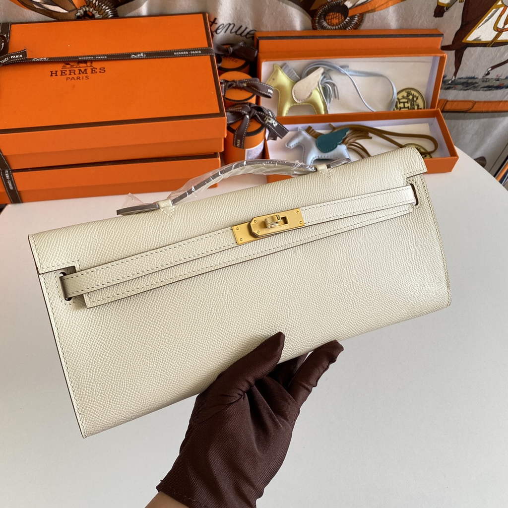 Hermès Kelly Cut Clutch 31cm Epsom Leather Beige Gold - Default Title - View 7