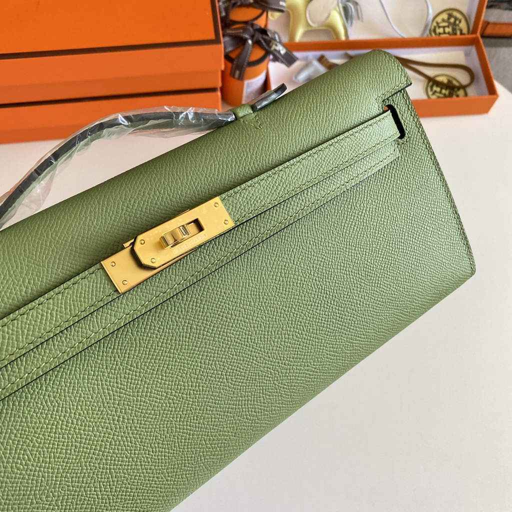 Hermès Kelly Cut Clutch 31cm Epsom Leather Green Gold - Default Title - View 4