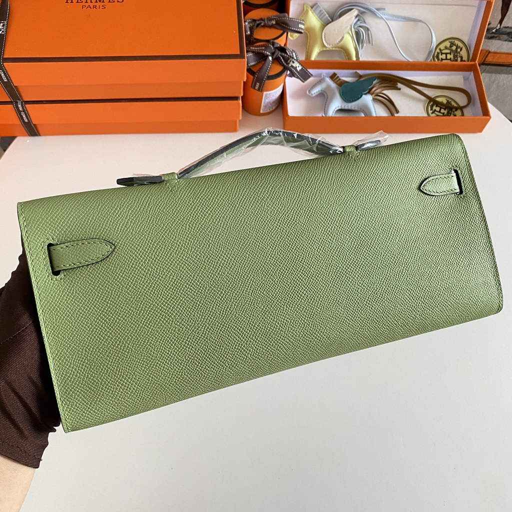 Hermès Kelly Cut Clutch 31cm Epsom Leather Green Silver - Default Title - View 2