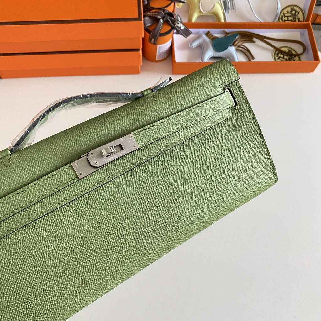 Hermès Kelly Cut Clutch 31cm Epsom Leather Green Silver - Default Title - View 4