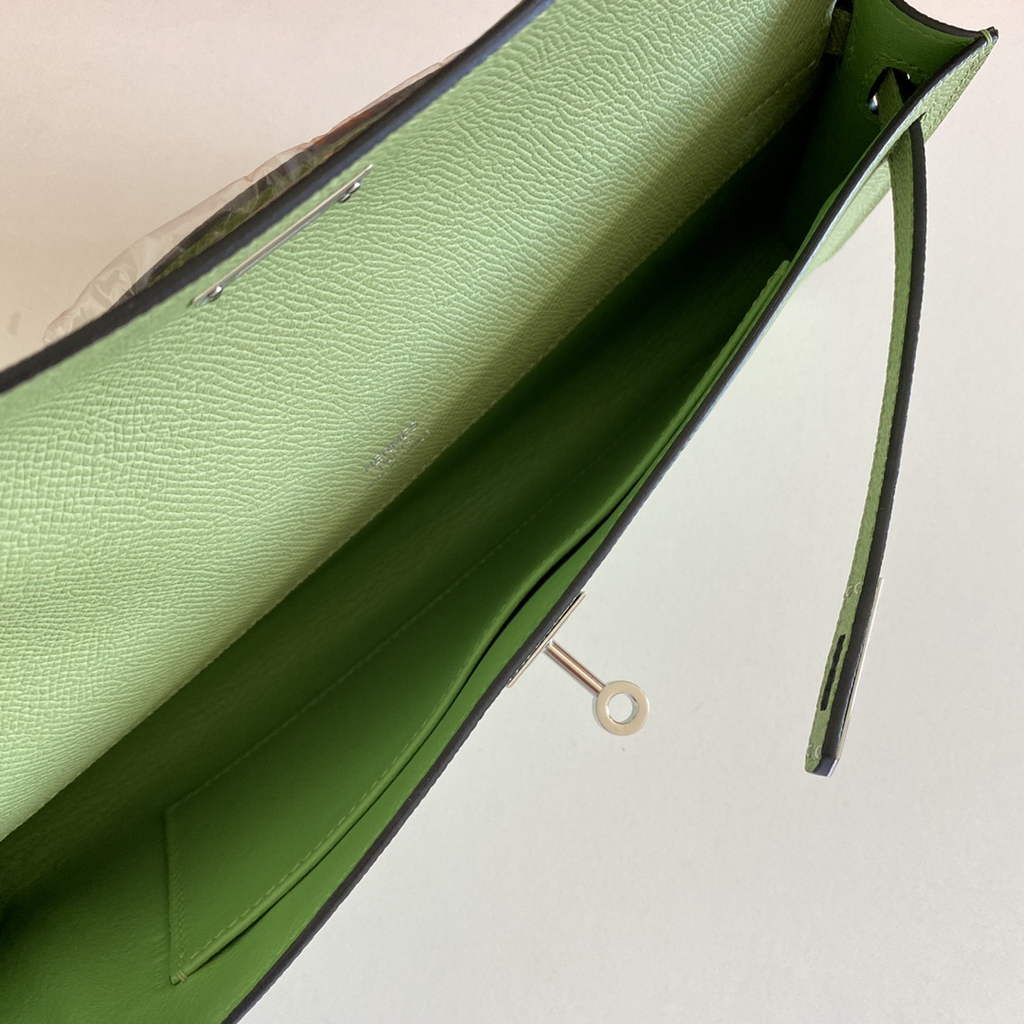 Hermès Kelly Cut Clutch 31cm Epsom Leather Green Silver - Default Title - View 5