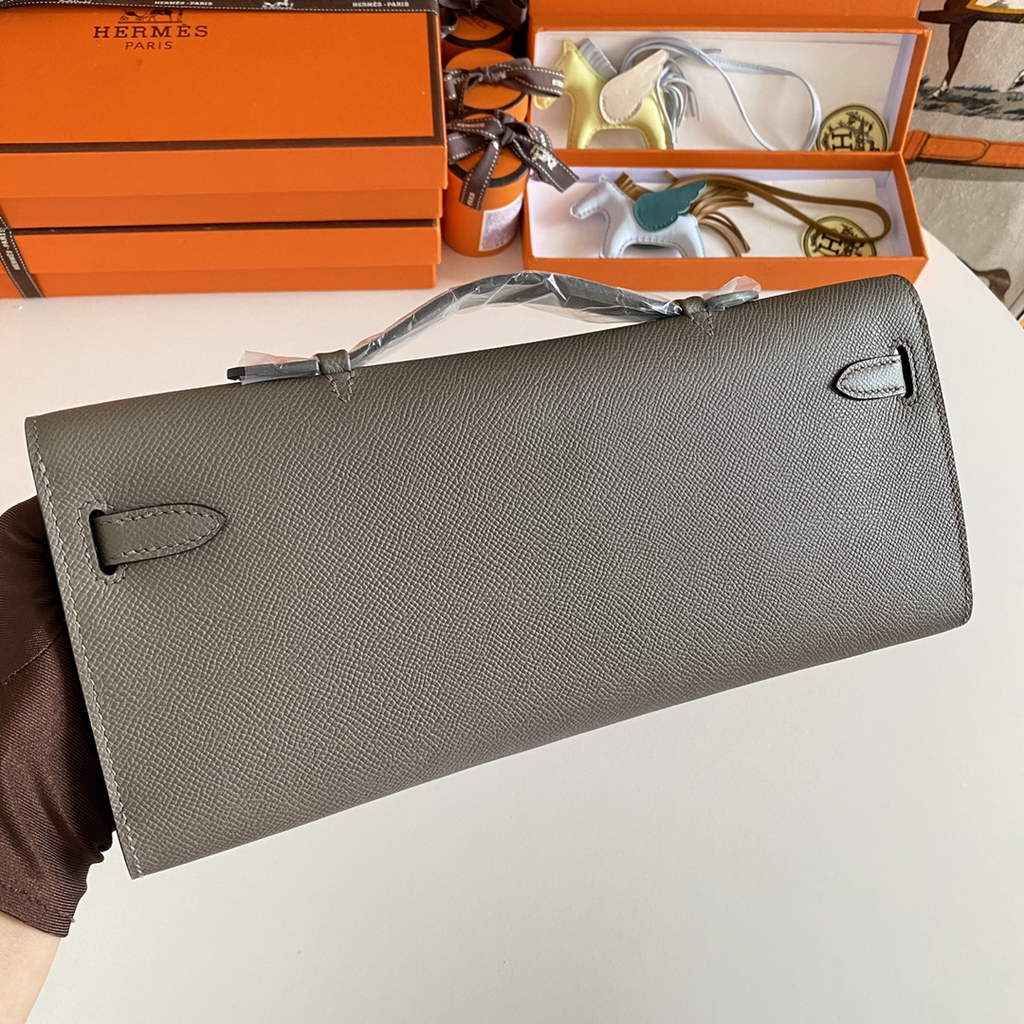 Hermès Kelly Cut Clutch 31cm Epsom Leather Dark Gray Gold - Default Title - View 2