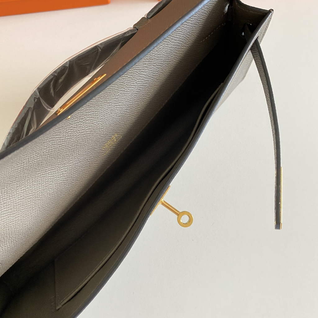 Hermès Kelly Cut Clutch 31cm Epsom Leather Dark Gray Gold - Default Title - View 5