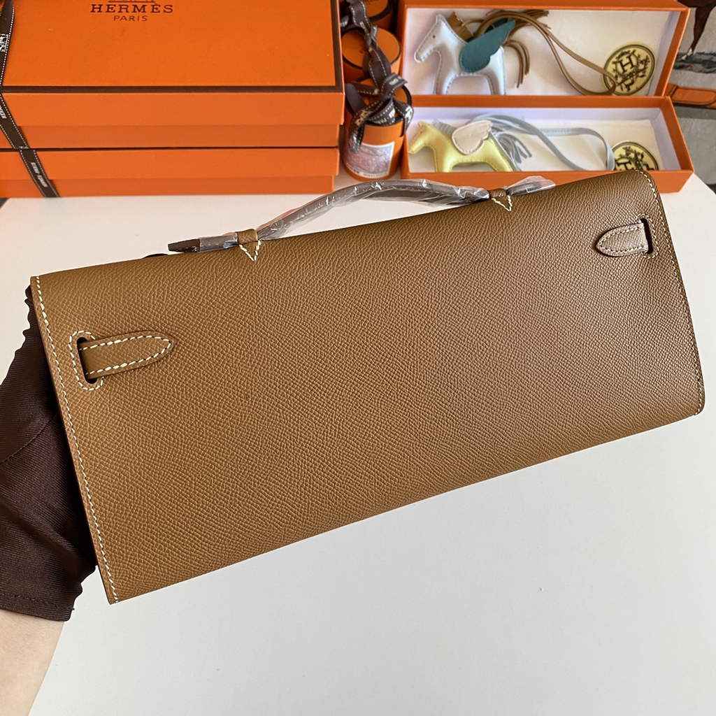 Hermès Kelly Cut Clutch 31cm Epsom Leather Light Brown Silver - Default Title - View 2