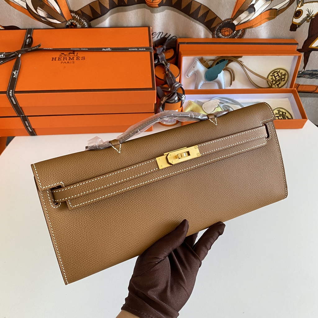Hermès Kelly Cut Clutch 31cm Epsom Leather Light Brown Gold - Default Title - View 5