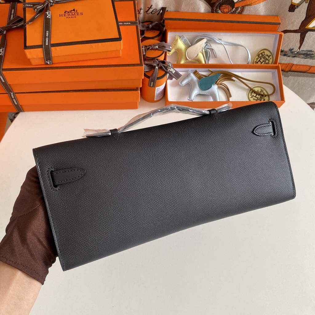 Hermès Kelly Cut Clutch 31cm Epsom Leather Black Silver - Default Title - View 3