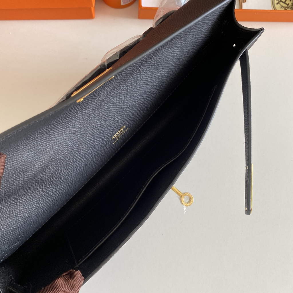 Hermès Kelly Cut Clutch 31cm Epsom Leather Black Gold - Default Title - View 6