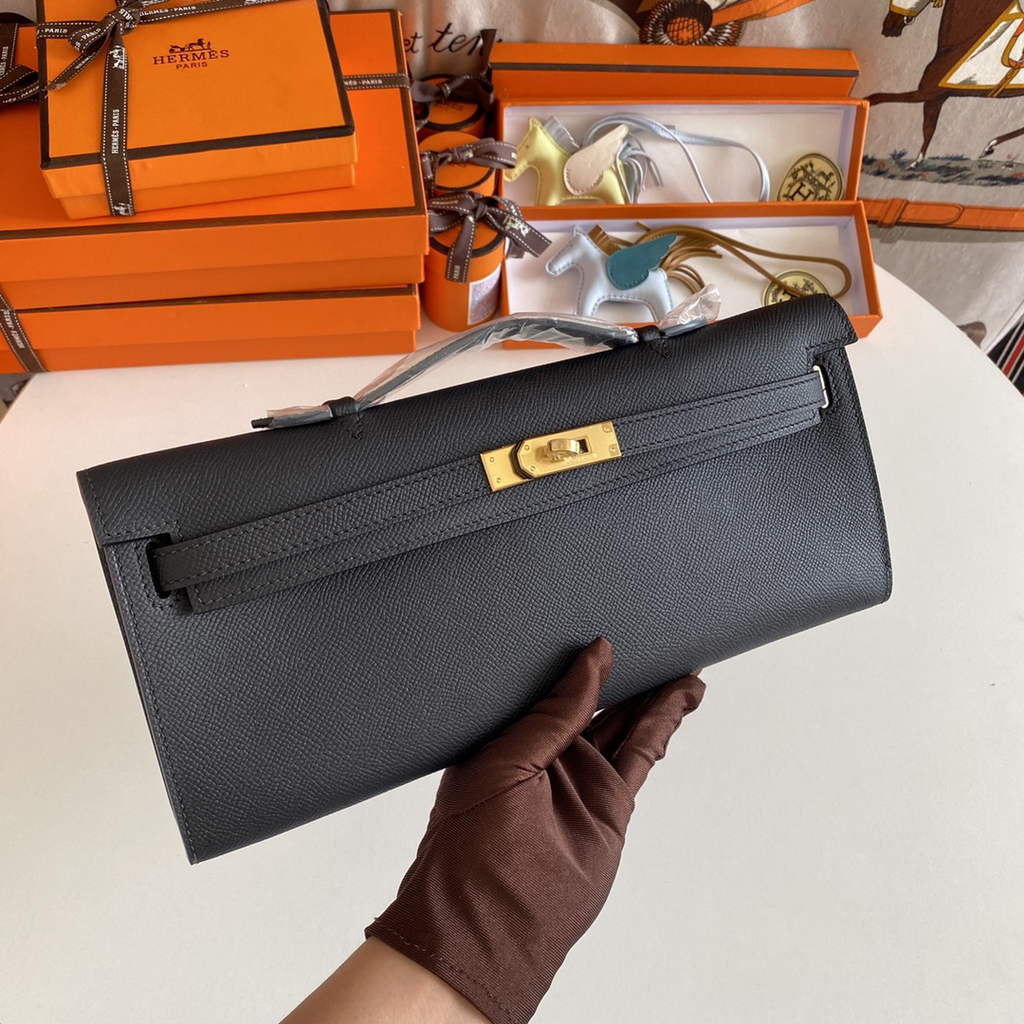 Hermès Kelly Cut Clutch 31cm Epsom Leather Black Gold - Default Title - View 7