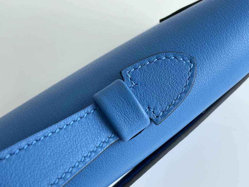 Hermès Kelly Cut Clutch 31cm Swift Leather Blue Silver - Default Title - View 5