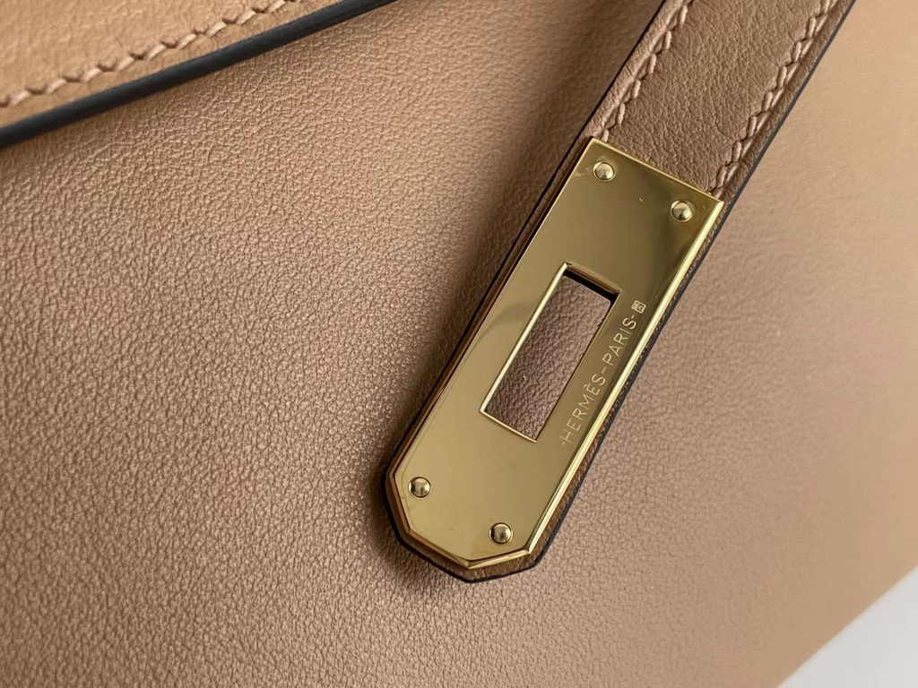 Hermès Kelly Cut Clutch 31cm Swift Leather Kakhi Gold - Default Title - View 7