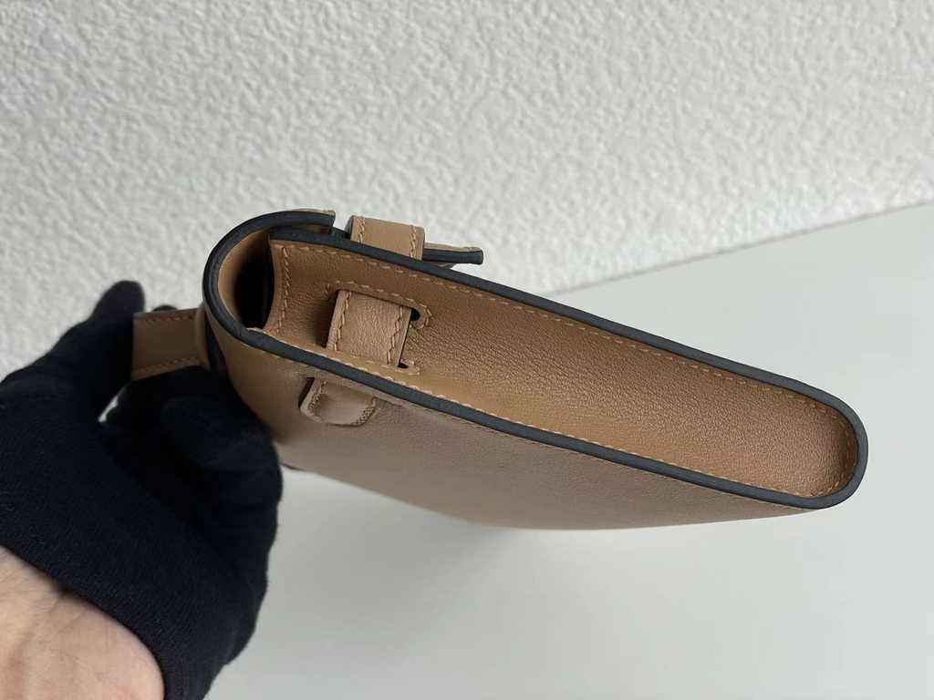 Hermès Kelly Cut Clutch 31cm Swift Leather Kakhi Silver - Default Title - View 4