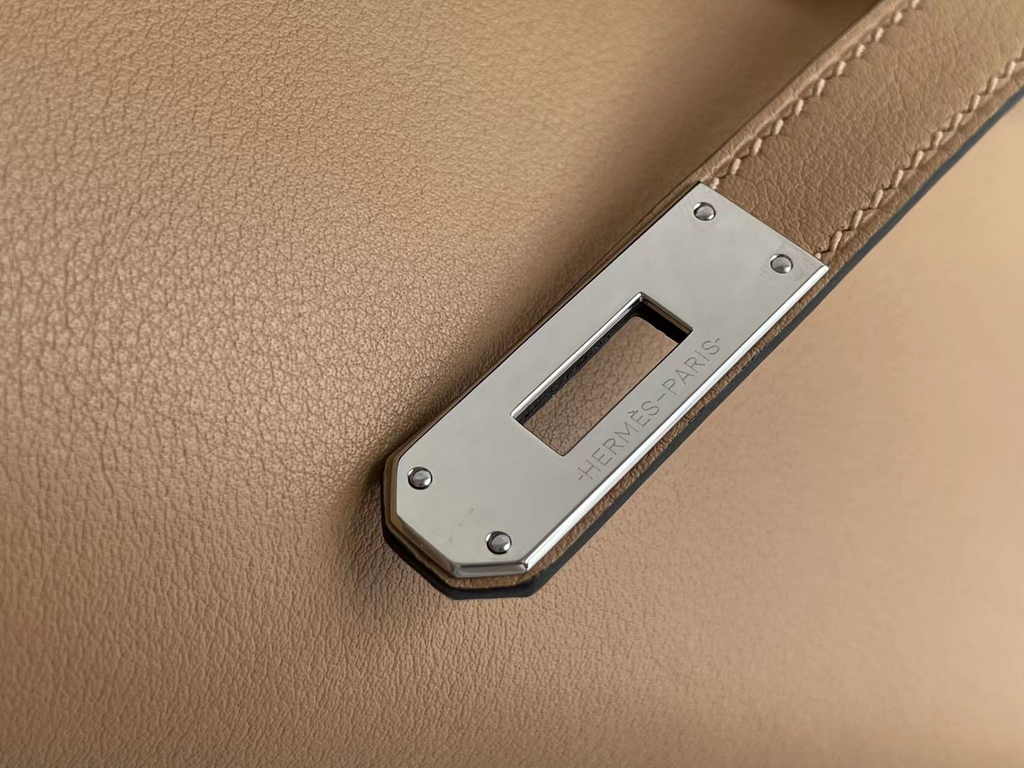 Hermès Kelly Cut Clutch 31cm Swift Leather Kakhi Silver - Default Title - View 7