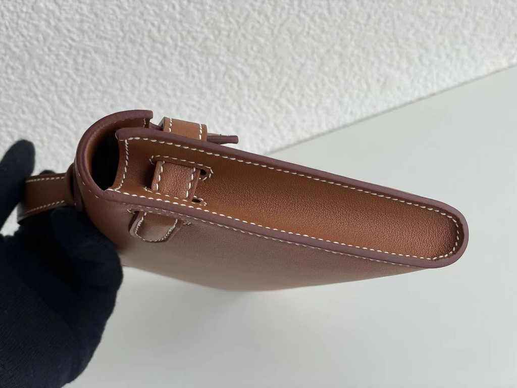 Hermès Kelly Cut Clutch 31cm Swift Leather Brown Silver - Default Title - View 4