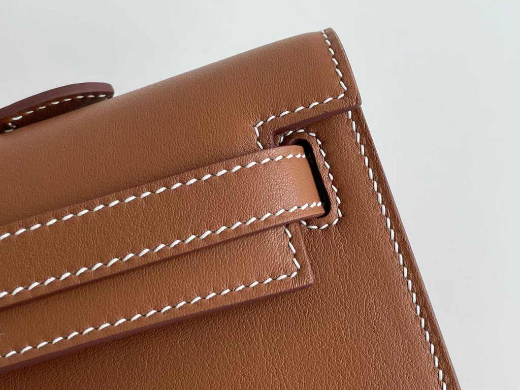 Hermès Kelly Cut Clutch 31cm Swift Leather Brown Silver - Default Title - View 6