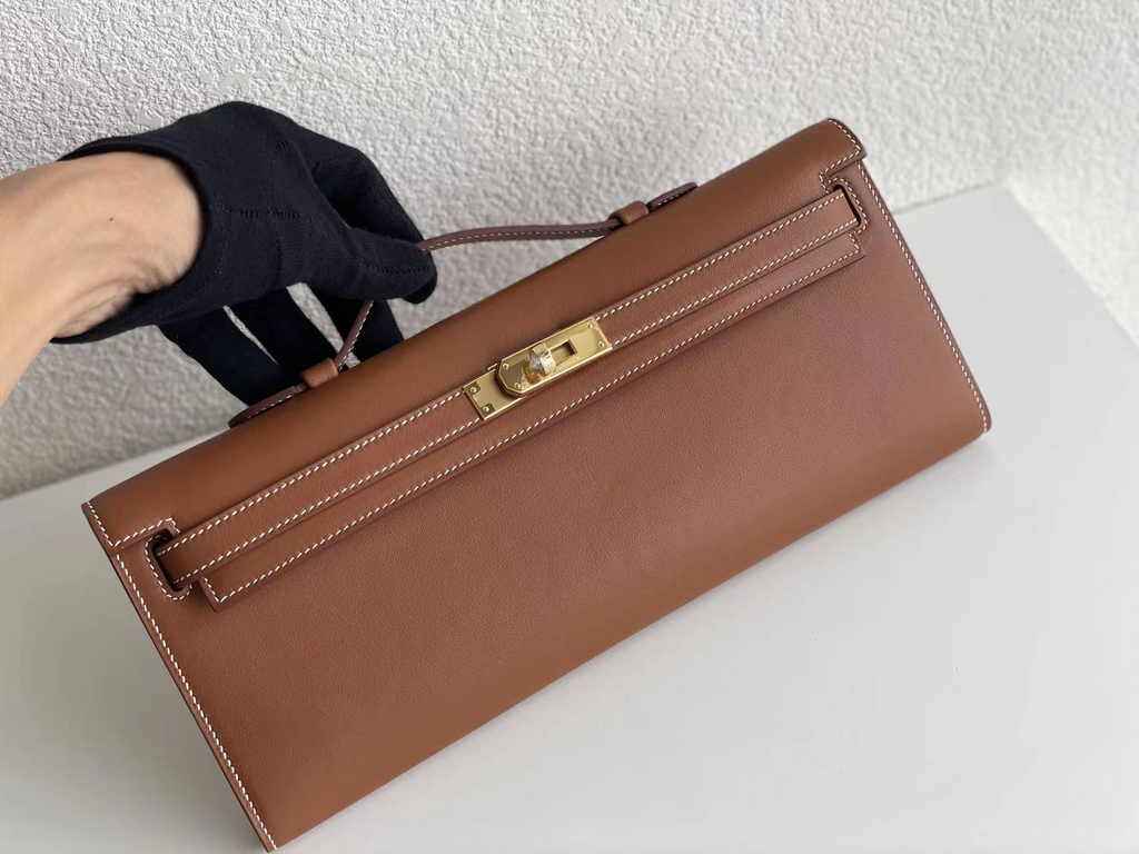 Hermès Kelly Cut Clutch 31cm Swift Leather Brown Gold - Default Title - View 2