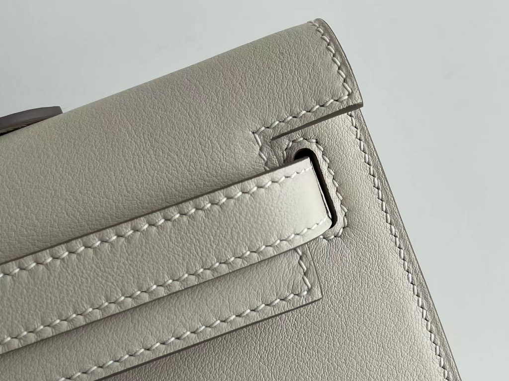 Hermès Kelly Cut Clutch 31cm Swift Leather Beige Silver - Default Title - View 6