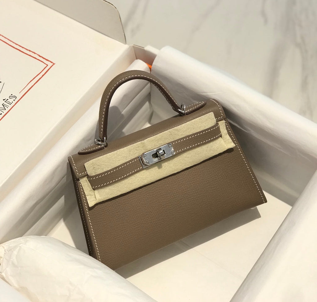 Hermes Kelly Mini II Bag 19 Silver Hardware with Epsom dark Gray - Default Title - View 5