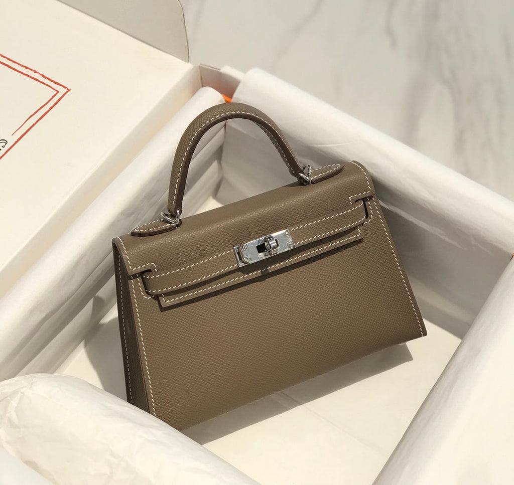 Hermes Kelly Mini II Bag 19 Silver Hardware with Epsom dark Gray - Default Title - View 4