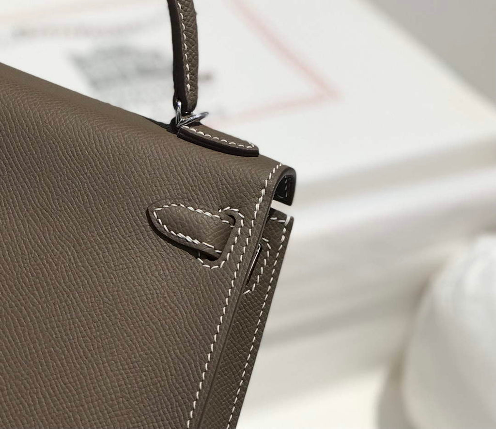 Hermes Kelly Mini II Bag 19 Silver Hardware with Epsom dark Gray - Default Title - View 6