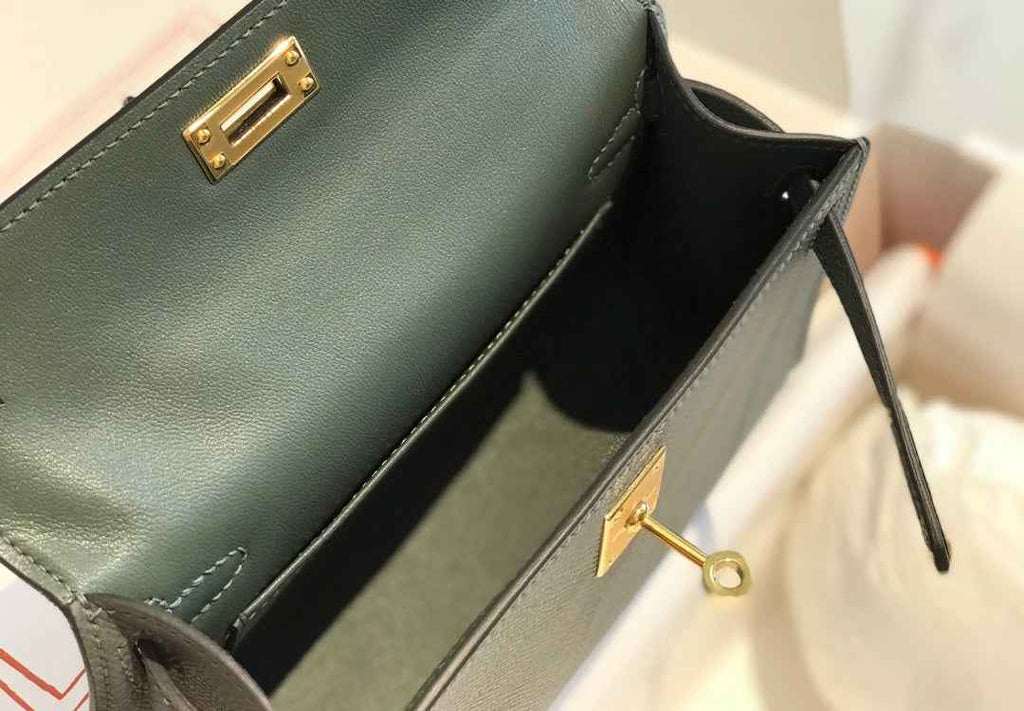 Hermes Kelly Mini II Bag 19 Gold Hardware with Epsom Dark Green - Default Title - View 3