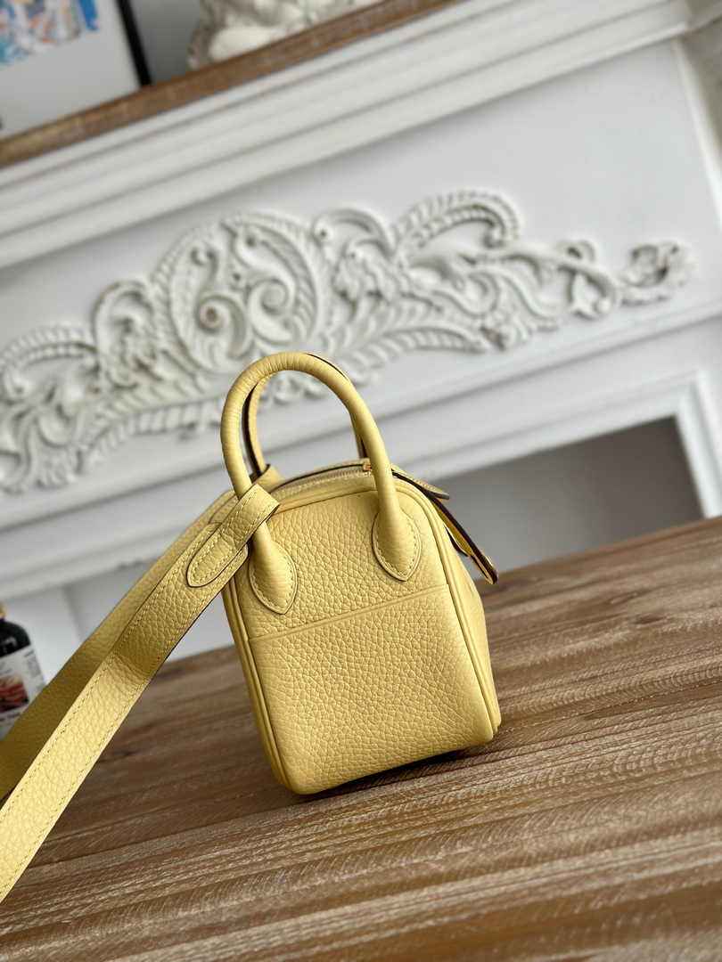 Hermes Lindy Mini Bag Togo Leather Light Yellow Gold H68604 - Default Title - View 2