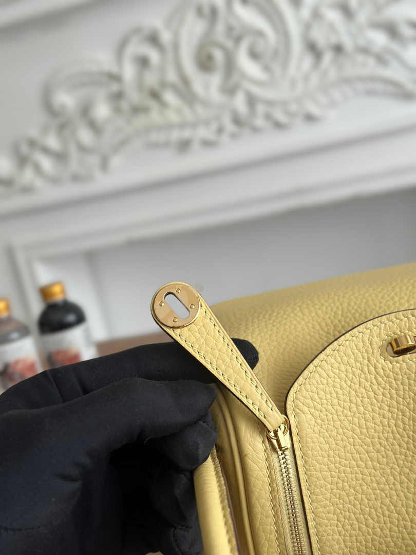 Hermes Lindy Mini Bag Togo Leather Light Yellow Gold H68604 - Default Title - View 6