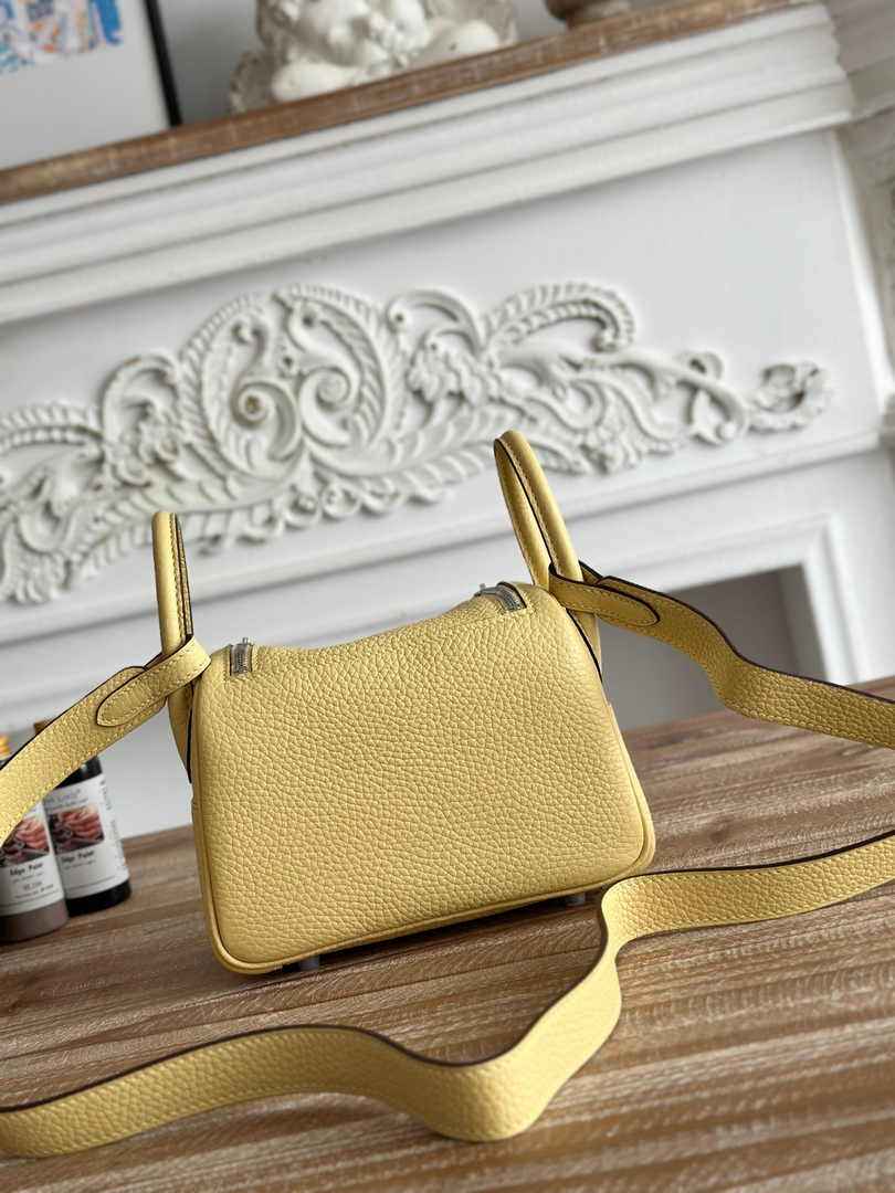 Hermes Lindy Mini Bag Togo Leather Light Yellow Silver H68605 - Default Title - View 3