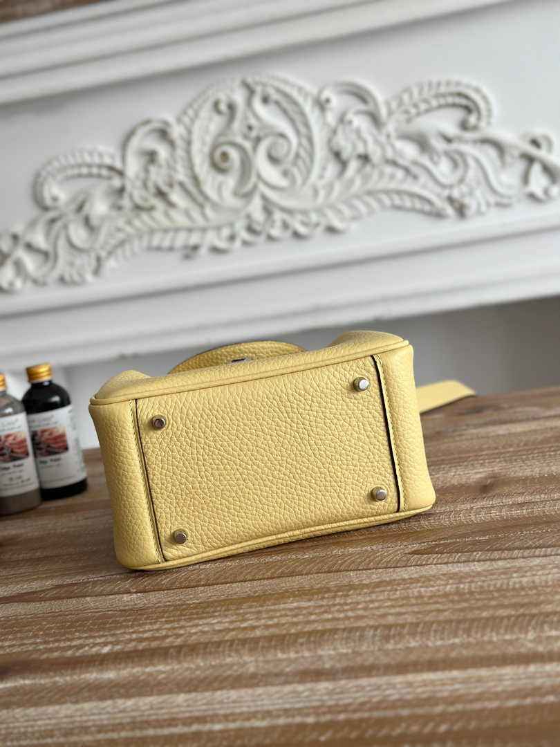 Hermes Lindy Mini Bag Togo Leather Light Yellow Silver H68605 - Default Title - View 4