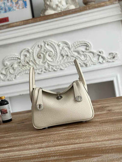 Hermes Lindy Mini Bag Togo Leather Beige Silver H68609 - Default Title - View 1