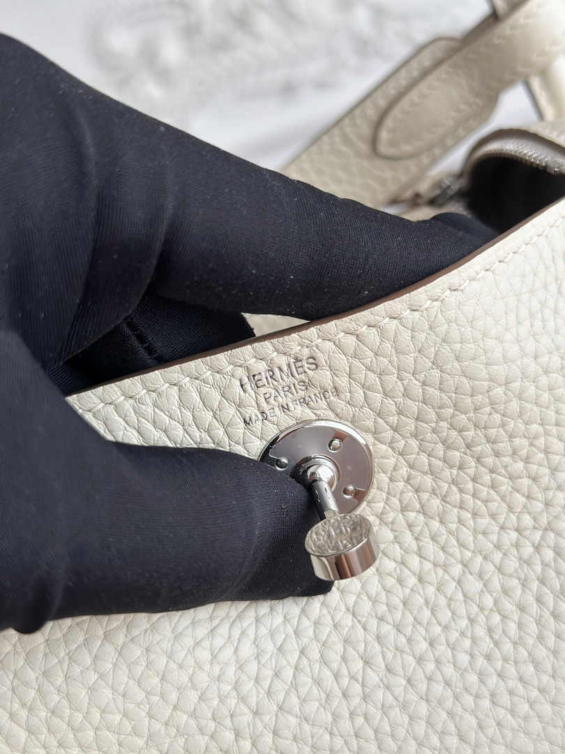 Hermes Lindy Mini Bag Togo Leather Beige Silver H68609 - Default Title - View 7