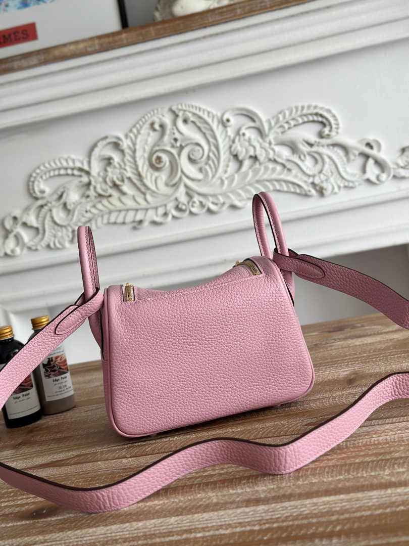Hermes Lindy Mini Bag Togo Leather Pink Purple Gold H68610 - Default Title - View 3