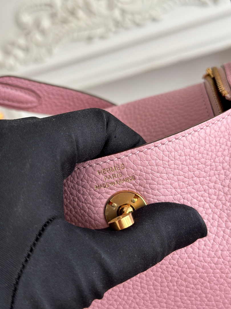 Hermes Lindy Mini Bag Togo Leather Pink Purple Gold H68610 - Default Title - View 7