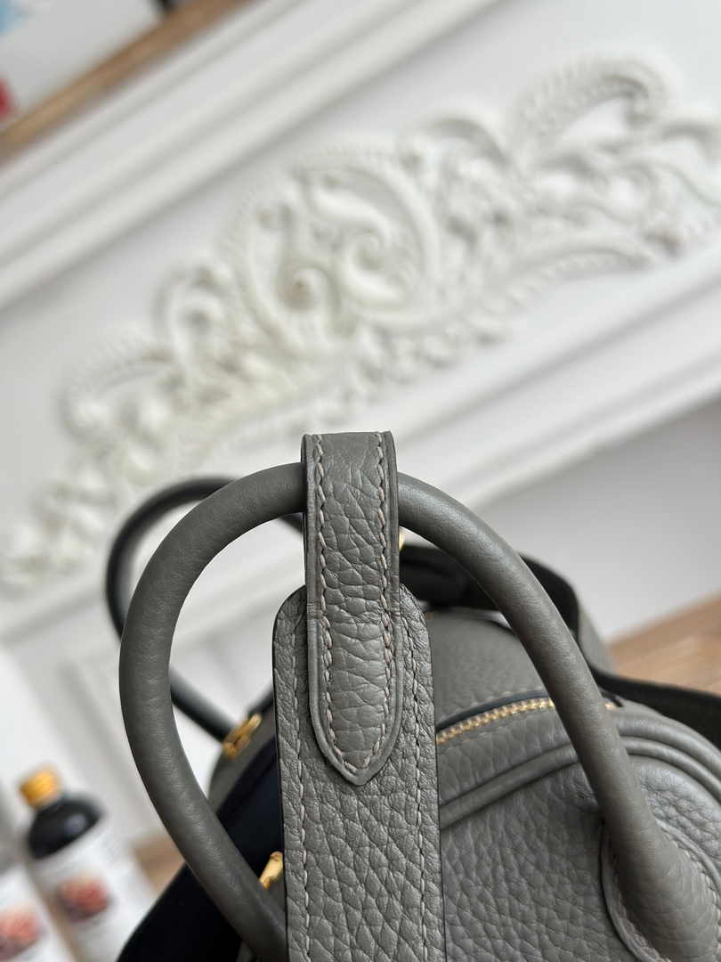 Hermes Lindy Mini Bag Togo Leather Gold Gray H68611 - Default Title - View 5