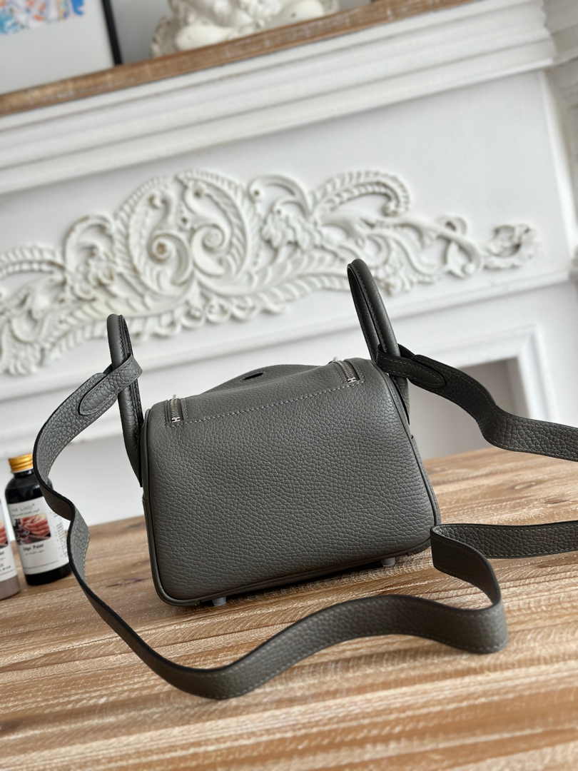 Hermes Lindy Mini Bag Togo Leather Silver Gray H68612 - Default Title - View 3