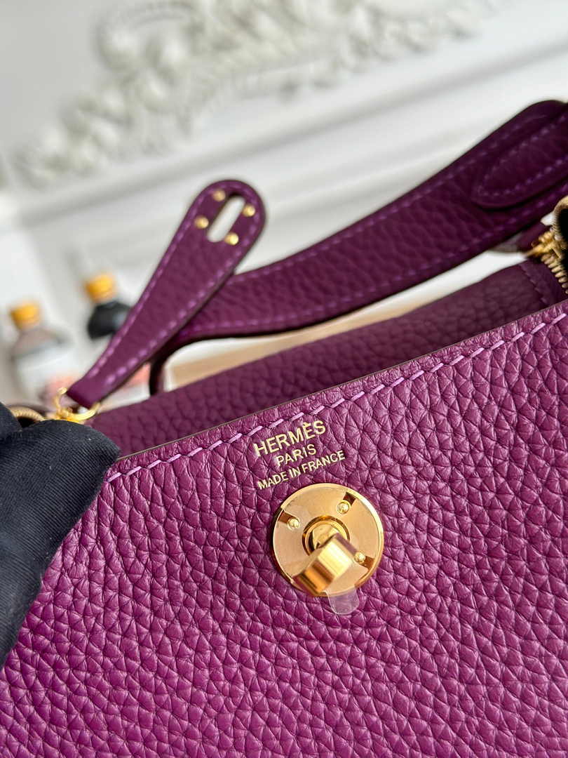 Hermes Lindy Mini Bag Togo Leather Purple Gold H68613 - Default Title - View 7