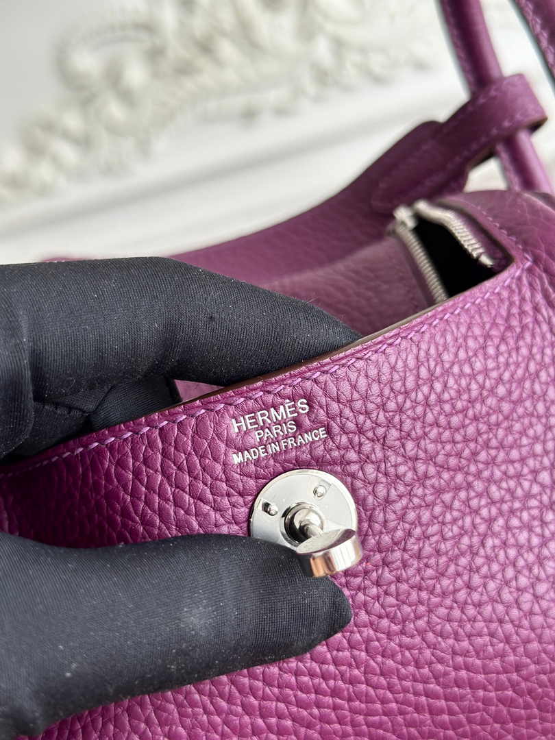 Hermes Lindy Mini Bag Togo Leather Purple Silver H68614 - Default Title - View 7