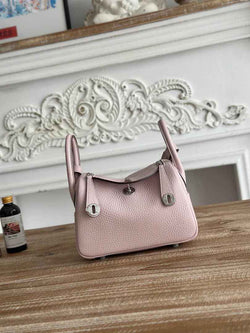 Hermes Lindy Mini Bag Togo Leather Light Pink Purple Silver H68616 - Default Title - View 1