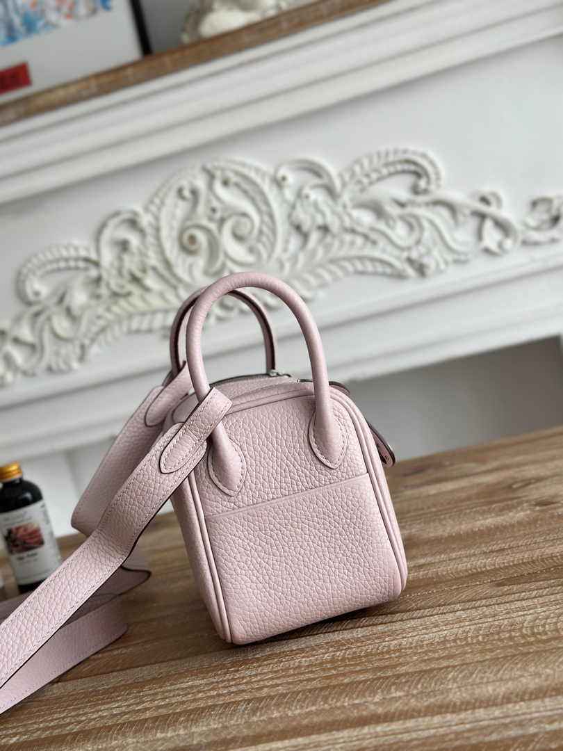 Hermes Lindy Mini Bag Togo Leather Light Pink Purple Silver H68616 - Default Title - View 2