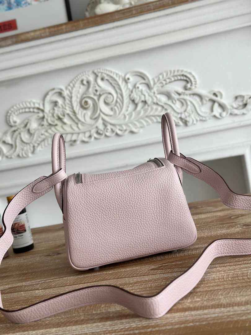 Hermes Lindy Mini Bag Togo Leather Light Pink Purple Silver H68616 - Default Title - View 3